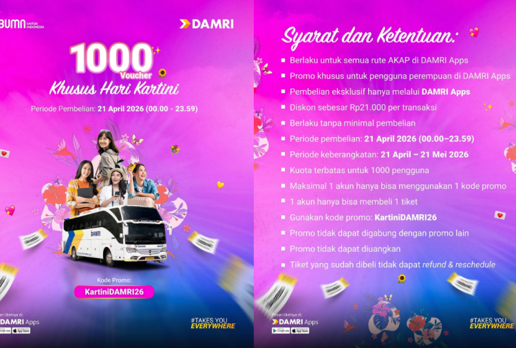 Sambut Hari Kartini 2026 DAMRI Bagikan Voucher Promo untuk 1.000 Perempuan Khusus Hari ini