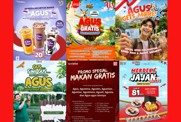7 Daftar Promo HUT RI 2026 untuk Pemilik Nama 'AGUS', Ada Tiket Wisata Gratis hingga Diskon Makanan-Minuman