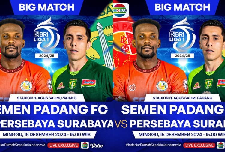 Link Live Streaming Semen Padang vs Persebaya Surabaya di Liga 1 Hari Ini 15 Desember 2024, Kick Off Pukul 15.30 WIB