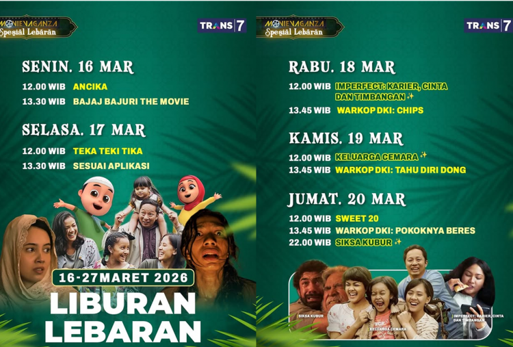 Jadwal Film Movievaganza Trans7 Spesial Lebaran 2026, Banyak Tontonan Baru Gratis saat Liburan!