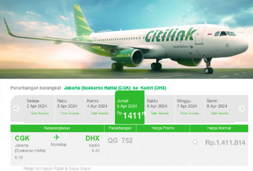 Cek  di Sini Harga Tiket Citilink Penerbangan Perdana Jakarta-Kediri 5 April 2024