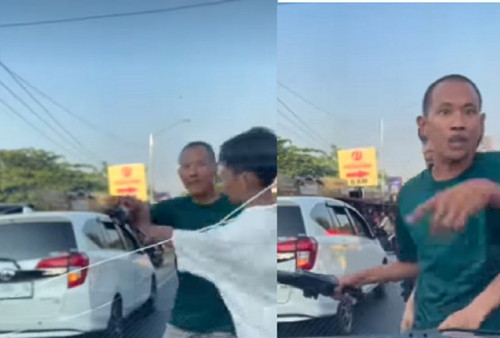 Tak Terima Salip-Salipan di Jalan Raya, Pria Ini Rusak Mobil Lain Pakai Dongkrak