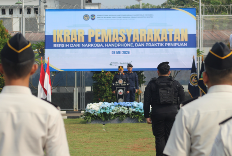 Lapas Cilegon Laksanakan Ikrar Permasyarakatan Bersih Narkoba, Handphone Ilegal, dan Penipuan