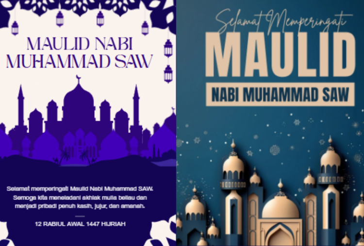 30 Contoh Poster Maulid Nabi 2025 Lengkap Ucapannya, Desain Islami Cocok Share di Media Sosial