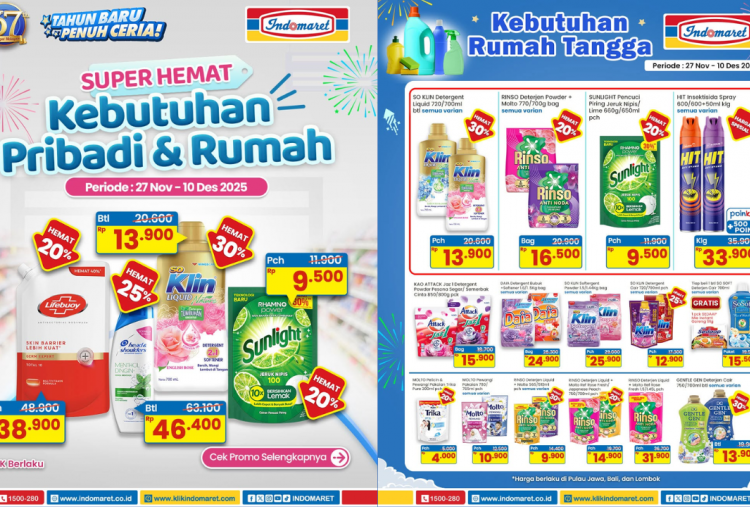 Katalog Promo JSM Indomaret Jelang Akhir Tahun 5-7 Desember 2025, Detergent Cuci Baju Rinso-DAIA Mulai Rp16.500