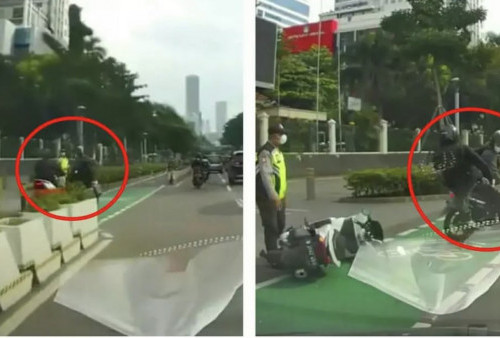 Tabrak Pengendara, Pemotor Celana Loreng Tendang Pemotor di Jalan Sudirman, Netizen: Udah Salah, Marah Lagi!