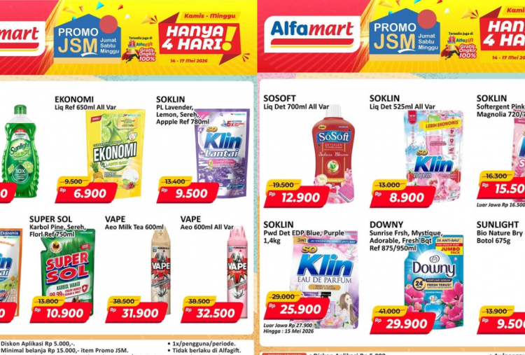 Promo JSM Alfamart Hari Ini 17 Mei 2026 Spesial Akhir Pekan, Diskon Sabun Ekonomi Rp6 Ribuan!