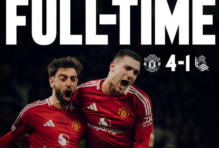 Man Utd vs Real Sociedad 4-1 (Agg 5-2), Bruno Fernandes Cetak Hattrick