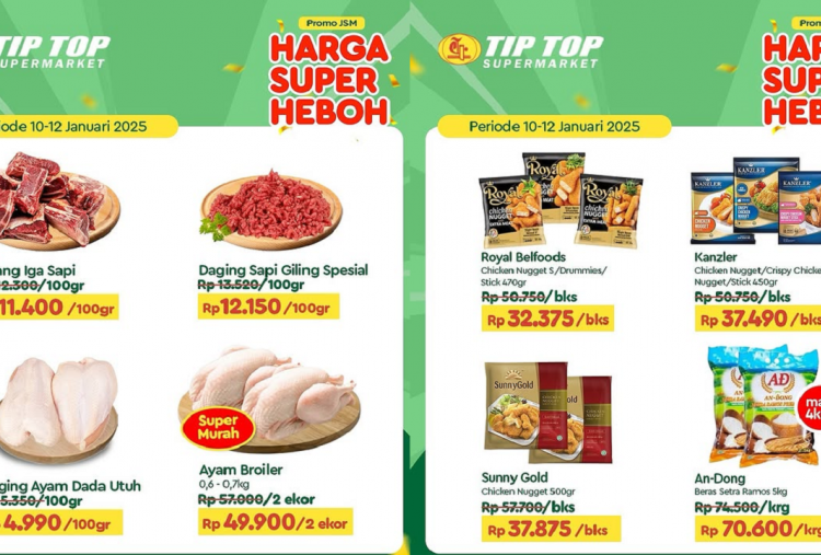 Katalog Promo TIP TOP JSM Super Diskon Akhir Pekan 11-12 Januari 2025, Daging Ayam hanya Rp5 Ribuan!