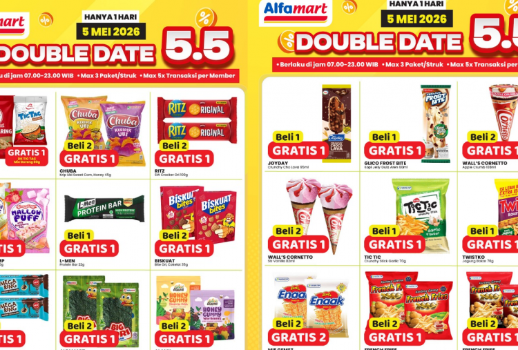 Promo Alfamart Spesial 5.5 Mei 2026, Diskon Es Krim- Snack Beli 2 Gratis 1