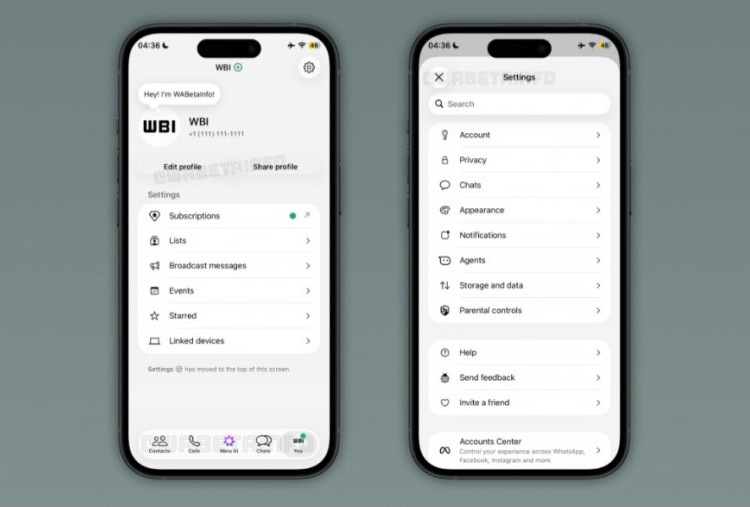WhatsApp Uji Tampilan Baru Pengaturan di iOS, Menu You Lebih Ringkas