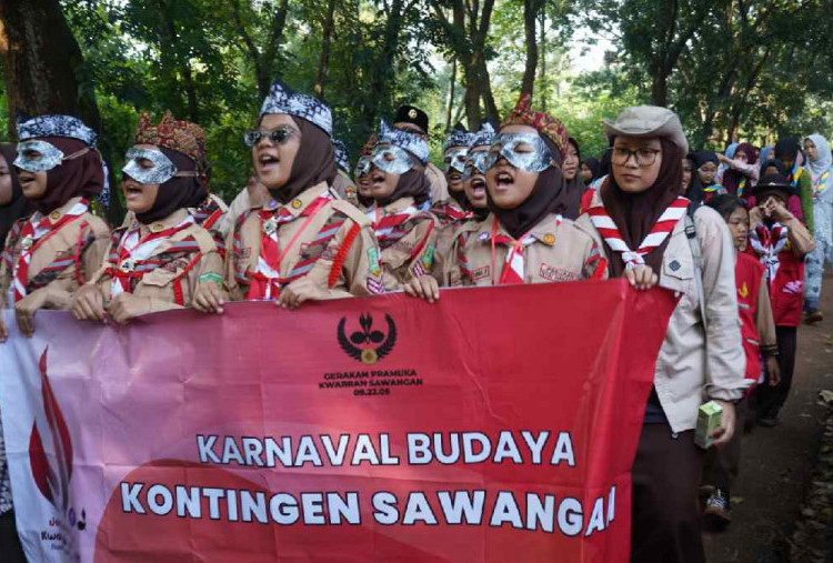 Pramuka Penggalang Kwarran Sawangan Antusia Ikut Jambore Cabang IV Kota Depok