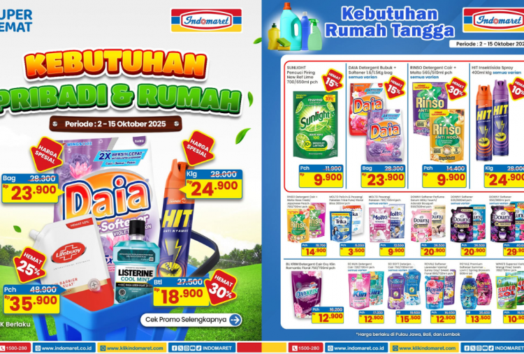 Katalog Promo JSM Indomaret Terbaru 10-12 Oktober 2025, Diskon Detergent Cuci Baju Rinso-Downy Mulai Rp14 Ribuan
