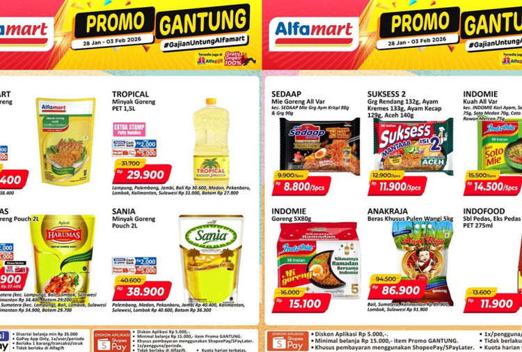 Promo JSM Alfamart Terbaru 30 Januari-1 Februari 2026, Diskon Akhir Bulan Minyak Goreng Tropical Rp29 Ribuan!