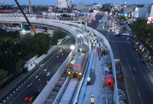 Jakpro Sukses Uji Coba Jalur LRT Jakarta Fase 1B Velodrome-Rawamangun