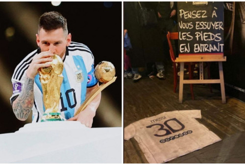 Sadisnya Jersey PSG Bertulis Messi jadi Keset di Pub Prancis, Sakit Hati Final Piala Dunia Berlanjut?