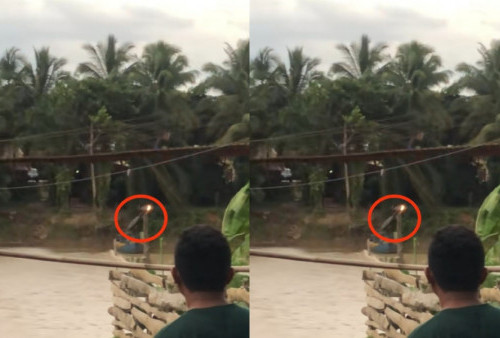 Viral! Pemotor Terpental ke Sungai Saat Melewati Jembatan Gantung
