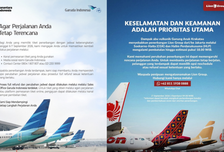 Dampak Erupsi Gunung Anak Krakatau, 5 Maskapai Beri Opsi Refund Tiket dan Reschedule Penerbangan