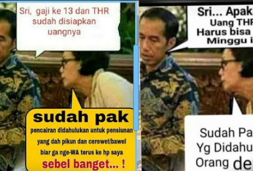 Duduk Bareng Jokowi, Meme THR Kocak Sri Mulyani Viral: Orang Indonesia Emang Kreatif
