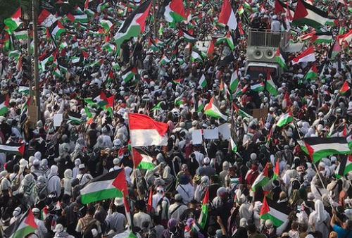 Aksi Bekasi Bersama Palestina, Ribuan Warga Padati Jalan Ahmad Yani 