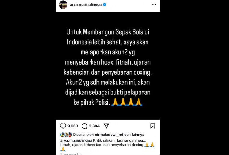 Arya Sinulingga Akan Laporkan Akun Penyebar Doxing, Netizen: Anda Siap Mundur Kalau Timnas Gagal Lolos Piala Dunia? 