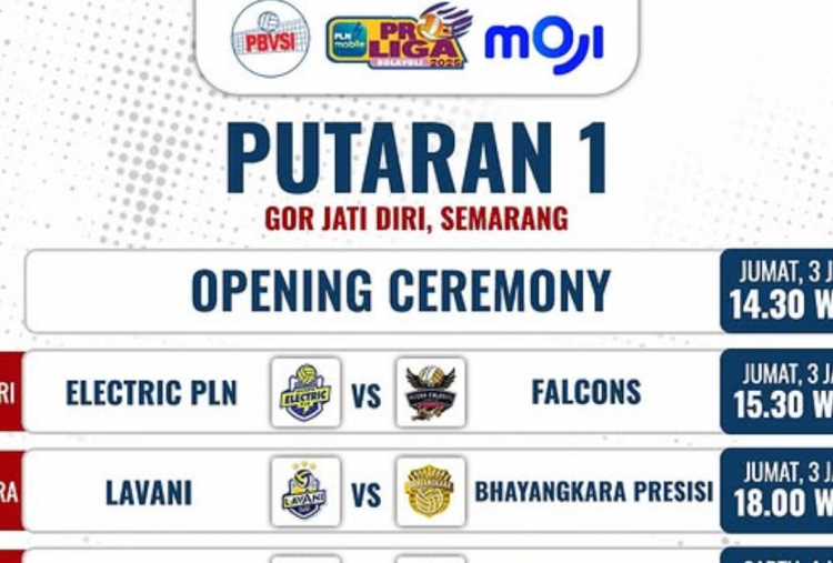 Jadwal Voli Proliga 2025 Putaran 1 di Semarang 3-5 Januari, Banjir Big Match!