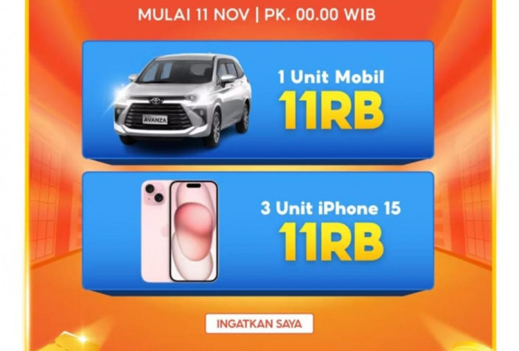 Promo Puncak Shopee 11.11: Ada 1 Unit Mobil Avanza Khusus Pengguna SPayLater, Simak Cara Dapatnya