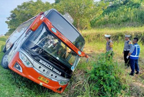 Sopir Ngantuk, Bus Rosalia Indah Terguling Masuk Parit Tewaskan 7 Penumpang