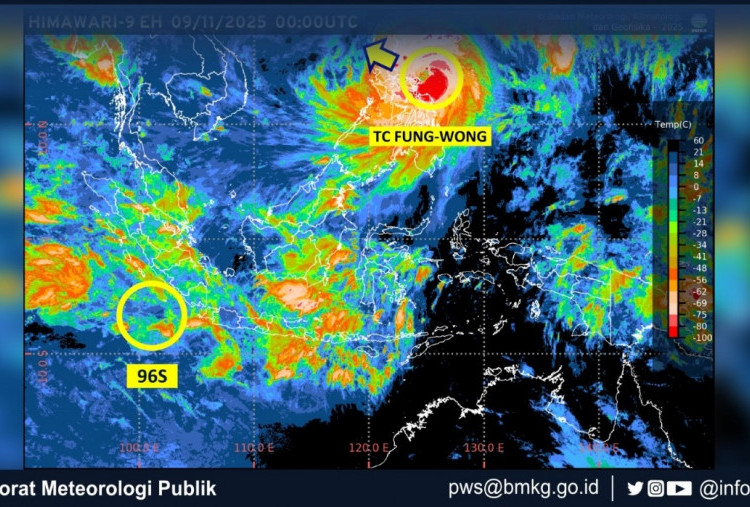Bibit Siklon Tropis 96S dan Siklon Tropis Fung Wong Berpusar di Dekat Indonesia, Waspadai Dampaknya