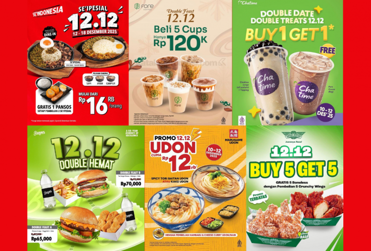 7 Daftar Promo Makanan dan Minuman Spesial 12.12 Desember 2025, Ada Marugame Udon hingga Chatime