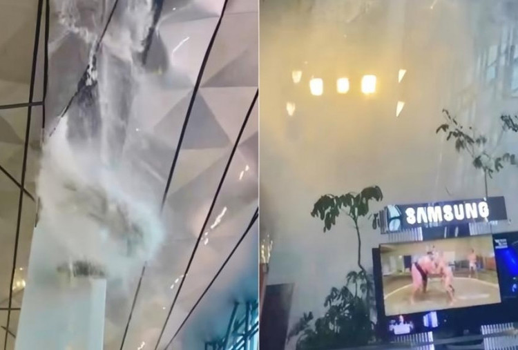 BYUR! Atap Terminal 3 Bandara Soekarno-Hatta Jebol Usai Diguyur Hujan Deras