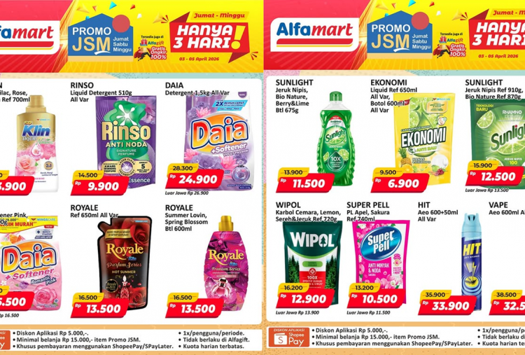 Promo JSM Alfamart Hari Ini 5 April 2026 Spesial Akhir Pekan, Sabun Cuci Piring Ekonomi Rp6 Ribuan!