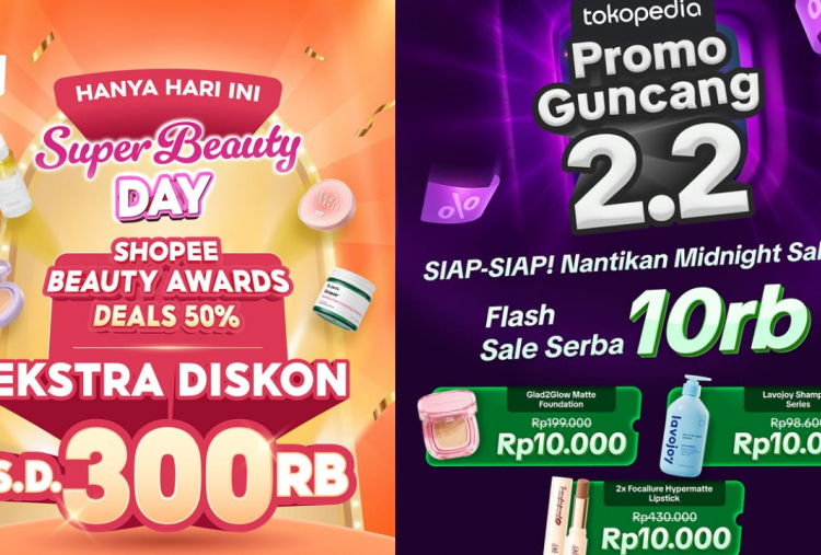 5 Promo Beauty dan Fashion Tanggal Kembar 2.2, Make Up-Skincare Flash Sale Rp10 Ribu hingga Diskon 70 Persen!