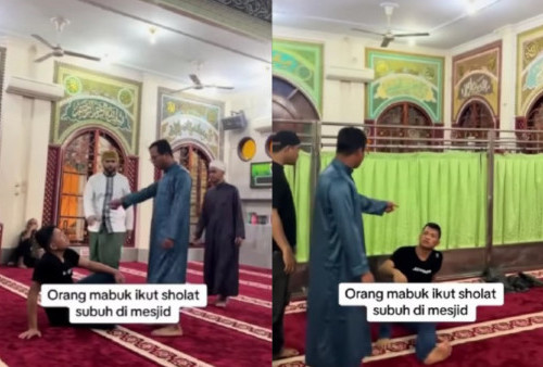 Viral Pria Mabuk Masuk Masjid Ikut Salat Subuh Diusir Warga, Netizen: Respect Buat Ustaznya!