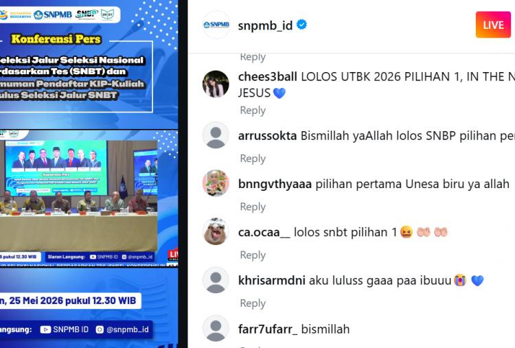 Pengumuman SNBT 2026 Hari Ini Pukul 15.00, Medsos SNPMB Banjir Doa dan Love Biru
