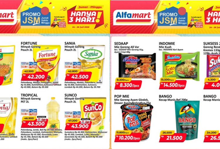 Katalog Promo JSM Alfamart 24-26 Juli 2026, Diskon Minyak Goreng-Mie Instan Mulai Rp4 Ribuan