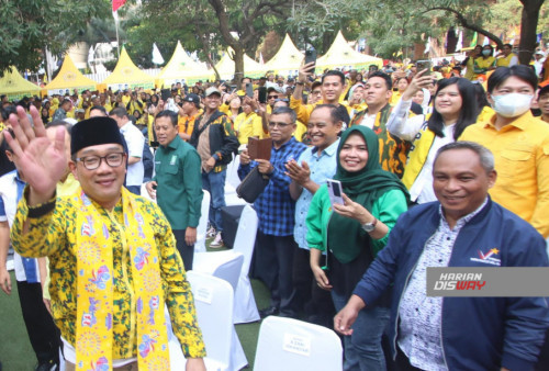 Dewan Pimpinan Daerah (DPD) Golkar Jakarta menggelar Apel Pemenangan Pasangan Ridwan Kamil-Suswono (RIDO) di DPD Golkar Jakarta, Cikini Jakarta Pusat, Sabtu (21/9/2024).