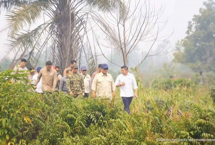 Usai Rapat Karhutla, Prabowo Turun Langsung Tinjau Lokasi Kebakaran di Kubu Raya