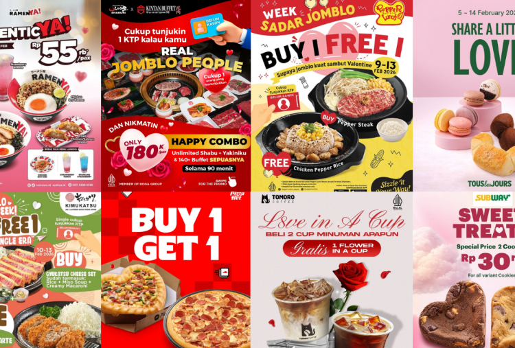 20 Diskon Kuliner Spesial Valentine 14 Februari 2026, Ada Tomoro, Kimukatsu hingga Tous Les Jours!