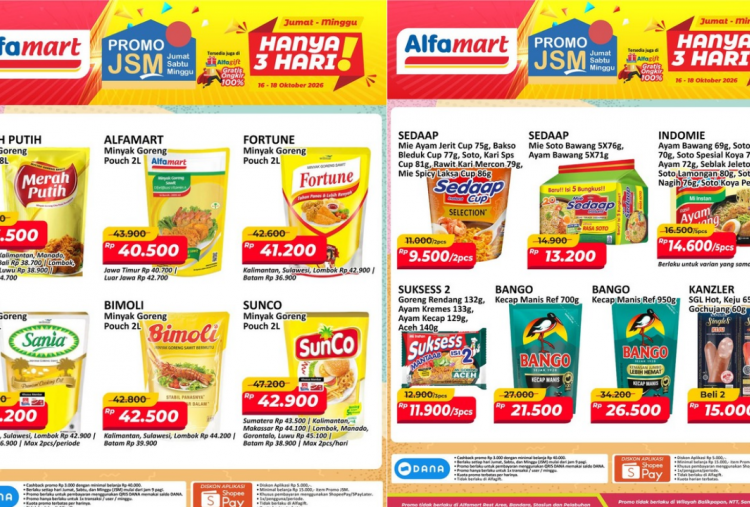 Promo JSM Alfamart Terbaru 16-18 Oktober 2026, Diskon Hemat Minyak Goreng-Mi Instan Rp9 Ribuan!