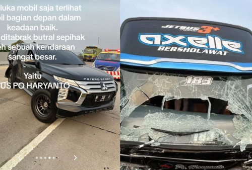 Heboh, Ini Video Bus PO Haryanto yang 'Seruduk' Pajero Sport di Tol Semarang-Batang, Benarkah?