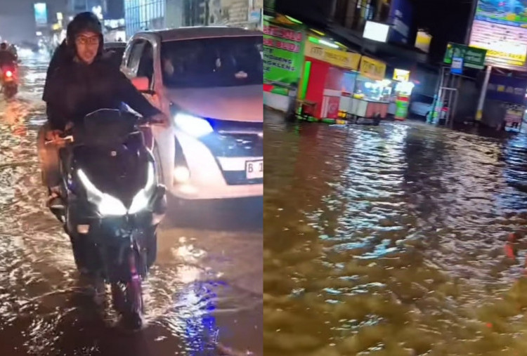 H-1 Pilkada, Raya Sawangan Depok Macet Total akibat Banjir dari Arah Kali Licin