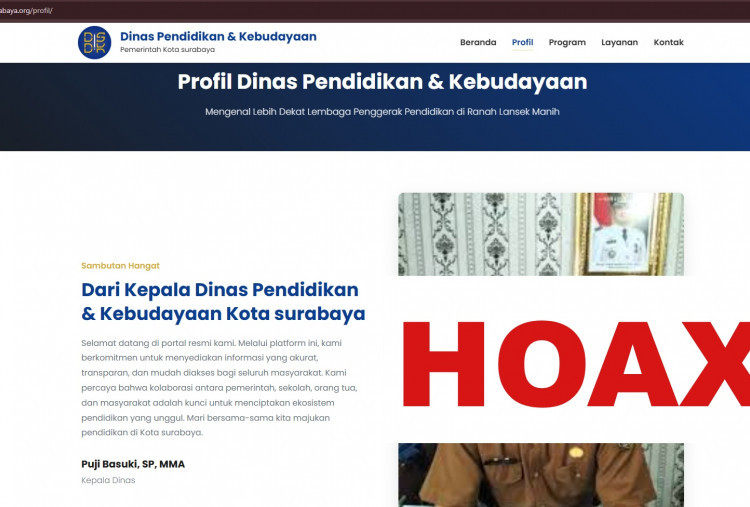 Beredar Situs Palsu Dispendik Surabaya, Kadispendik Imbau Masyarakat Waspada
