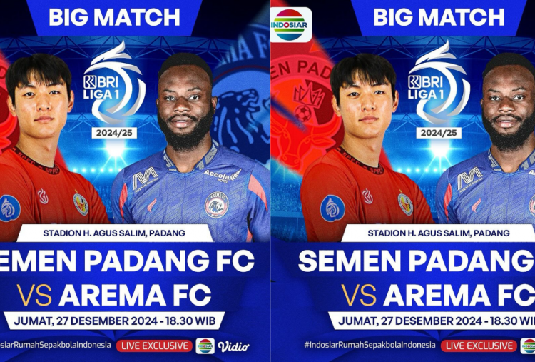 Link Live Streaming Semen Padang vs Arema FC di Liga 1 Hari Ini 27 Desember 2024, Big Match Pukul 15.30 WIB