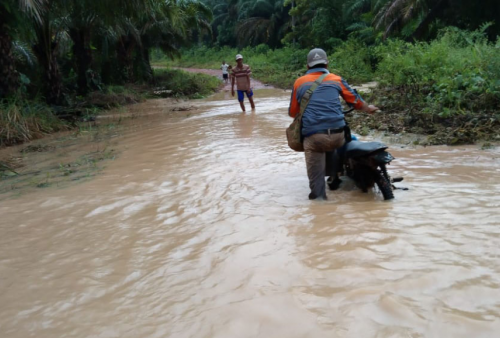 Curah Hujan Tinggi, Jalan Provinsi di Lampung Timur Tergenang Banjir 