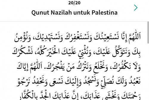 Teks Doa Qunut Nazilah untuk Palestina beserta Tata Cara Baca dan Terjemahannya
