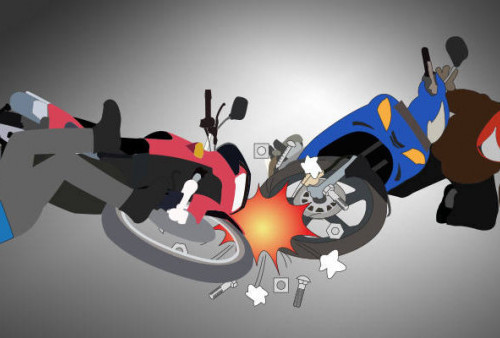 'Adu Banteng', Dua Sepeda Motor Ringsek di Ciputat, 3 Orang Terluka
