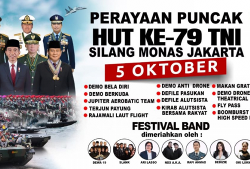 Konser Gratis Spesial HUT ke-79 TNI di Monas Jakarta 5 Oktober, Ada Slank hingga Dewa 19