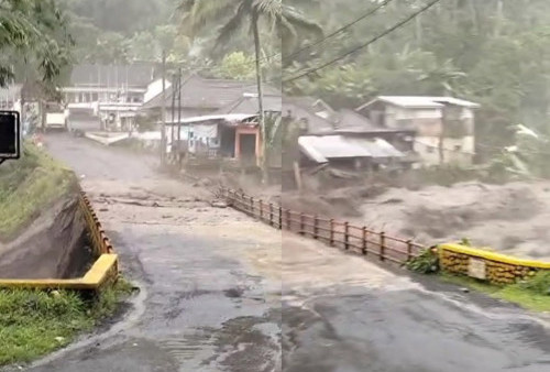 Video Viral Tampilkan Jembatan Kali Glidik II Lumajang Putus Diterjang Banjir