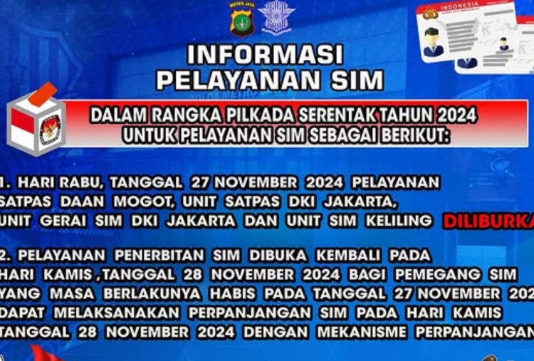 Sambut Pilkada 2024, Pelayanan SIM Keliling di Jakarta pada 27 November Diliburkan